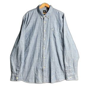 NWT Dockers Blue Indigo Long Sleeve Cat Eye Button Down Chambray Shirt XL Retro